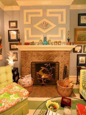 唯美背景墙 绿色清新美家 ,,公寓装修,110平米装修,富裕型装修,简约风格,混搭风格,壁炉（7）