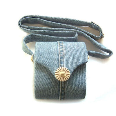 Repurposed Upcycled Recycled Denim Shoulder Bag Small