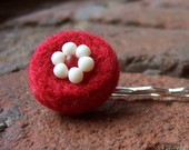 Bobby Pin - Felted Wool, Cherry