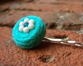 Bobby Pin - Felted Wool, Aqua