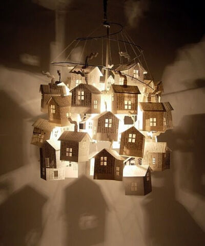 Paper house mobile pendant lamp的图片