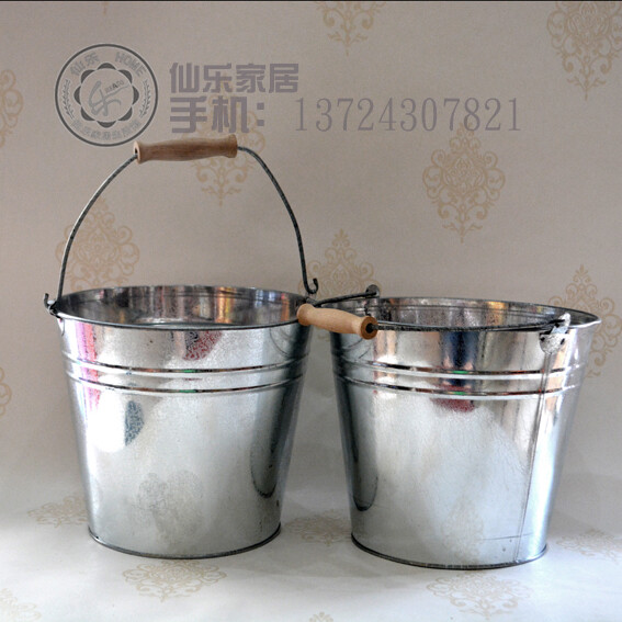 厚铁皮镀锌大桶家居铁艺水桶提桶花桶铁皮水桶 铁水桶 白铁皮水桶