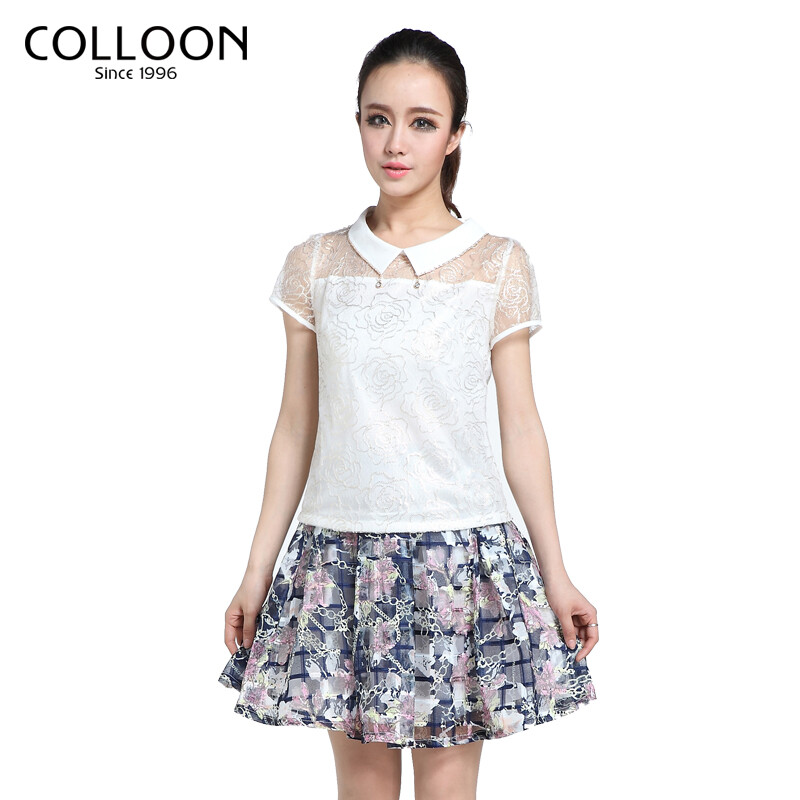 COLLOON/蔻玲2014夏季新款女装正品 女装套裙休闲两件套