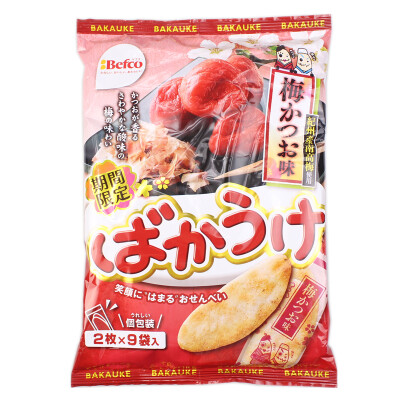 日本原装进口Befco栗山米果粟山招牌鲣鱼梅子味米饼枚入g