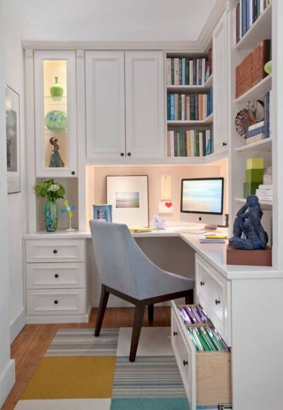 Home Office with white corner desk