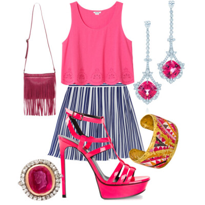 A fashion look from May 2014 featuring Monki tops, Vanessa Bruno skirts and Yves Saint Laurent sandals. Browse and shop related looks.