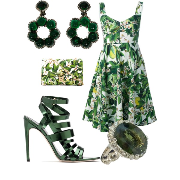 A fashion look from May 2014 featuring Dolce &amp;amp; Gabbana dresses, Rupert Sanderson sandals and Dolce &amp;amp; Gabbana shoulder bags. Browse and shop related looks.