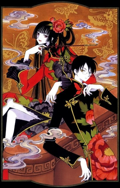 Yuuko and Watanuki from xxxHOLiC Great show. I love CLAMP works... Yuuko is one of my favorite characters... want to cosplay her someday...