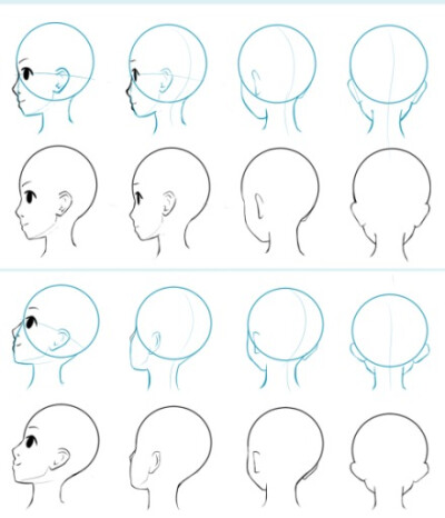 SaEun提供给大家的一些可爱萌系风格的头部各角度参考，立体感不错的说。
