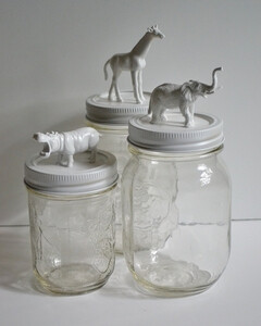 Animal Mason Jars / Makeup / Bathroom / Craft Storage