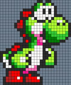 Yoshi Perler Bead Perler Bead Pattern | Bead Sprites | Characters Fuse Bead Patterns