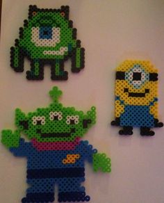 Mike, Minion, Alien (Toy Story) perler beads by Paloma &amp;amp; Russ Ellis