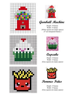 Gumball machine - cupcake - pomme frites - hama beads - pattern