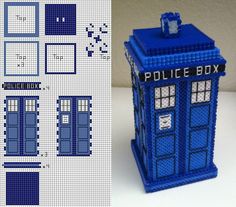 Perler bead Doctor Who TARDIS tutorial