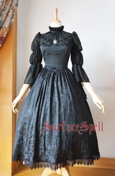 表面咒语gothic Lolita定制店*lady in Darkness*暗纹连衣裙