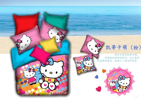 可爱hellokitty天鹅绒保暖四件套