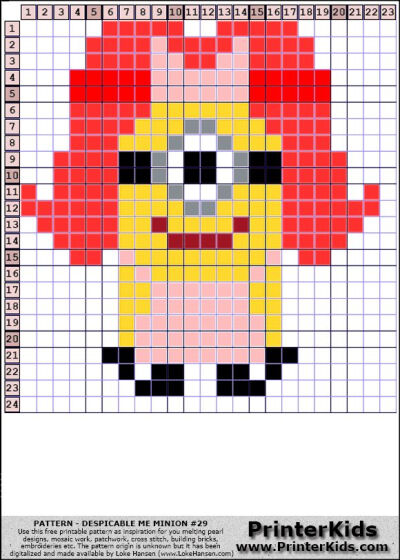 Despicable Me Female Minion perler bead pattern