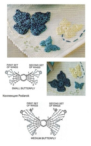 2D Crochet Butterfly Applique - Chart ❥ 4U // hf