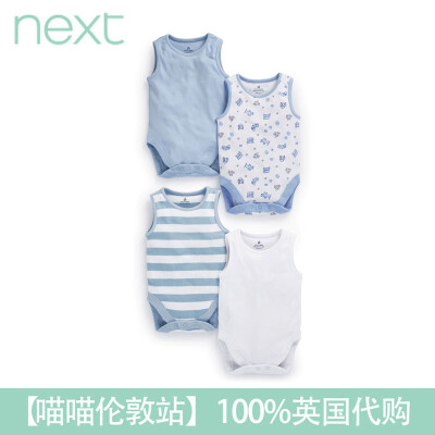现货英国NEXT代购童装2014夏男宝婴儿纯棉无袖连体衣包屁衣连身衣
