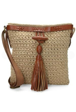 Natural Crochet Tassel Across Body Bag