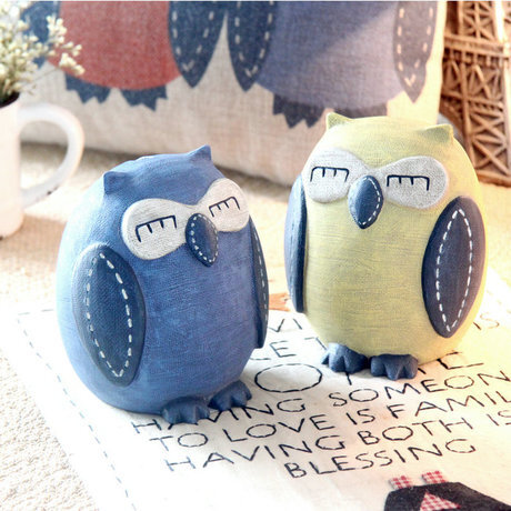 存钱罐 猫头鹰创意可爱储钱罐储蓄罐树脂zakka风格 创意礼品礼物