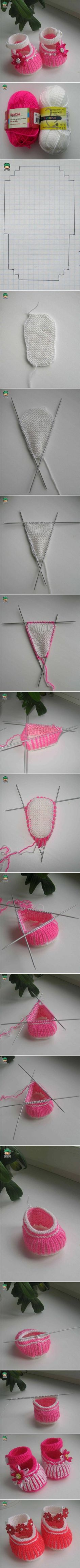 DIY Cute Knit Baby Shoes