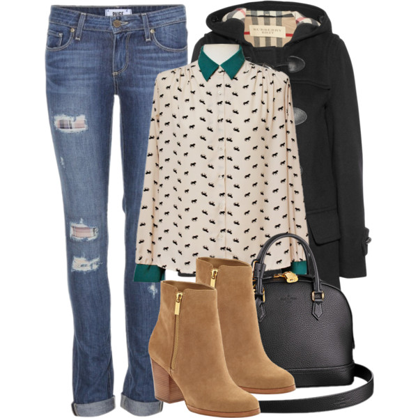 A fashion look from February 2014 featuring Burberry coats, Paige Denim jeans and MICHAEL Michael Kors ankle booties. Browse and shop related looks.