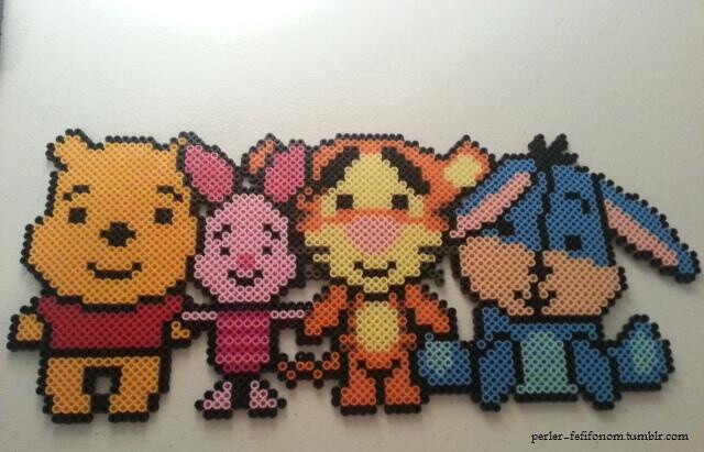 Winnie the Pooh, Piglet, Tigger, and Eeyore perler beads by fefifonom