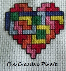 Cross-Stitched Tetris Heart (Geek Coasters part one) from thecreativepirate.blogspot.com