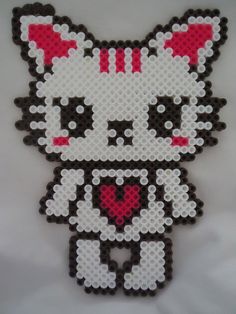 White Kitty of Love perler bead by *TsukiHimeChii on deviantART