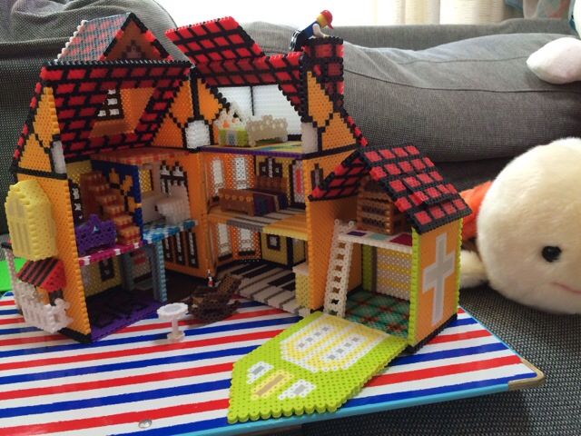 3D Little House project perler beads (inside) by Poppy Yu