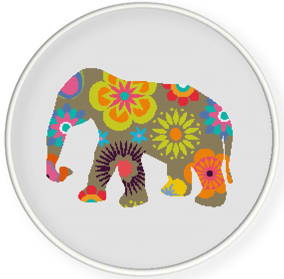 Instant Download,Free shipping,Counted Cross stitch pattern,Cross-Stitch PDF,flower elephant ,zxxc0429