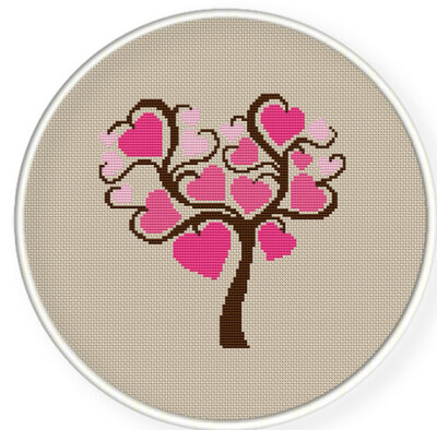 INSTANT DOWNLOAD,Free shipping,Counted Cross stitch pattern,Cross-Stitch PDF,Love tree,valentine's day, zxxc0174