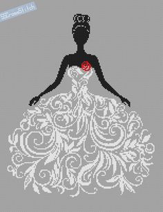 Counted Cross Stitch Pattern Bride in Wedding Dress Abstract - gorgeous, but since it's just the bride I don't know how well it works as a gift