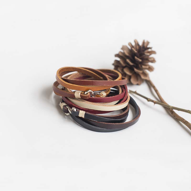 双色双圈s扣真皮手环