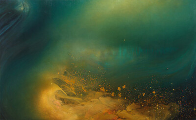 Samantha Keely Smith，美国女画家，现居纽约，作品风格抽象，色彩迷幻，尽管看起来像是描绘的海洋，但Samantha称她绘制的是“她的内心世界和情绪”。