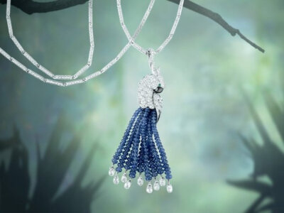 Cartier diamond and sapphire bird necklace