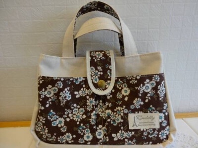 Mother Bag ハンドメイドバッグインバッグおむつポーチブラウン小花 インテリア 雑貨 Handmade ￥700yen 〆05月19日