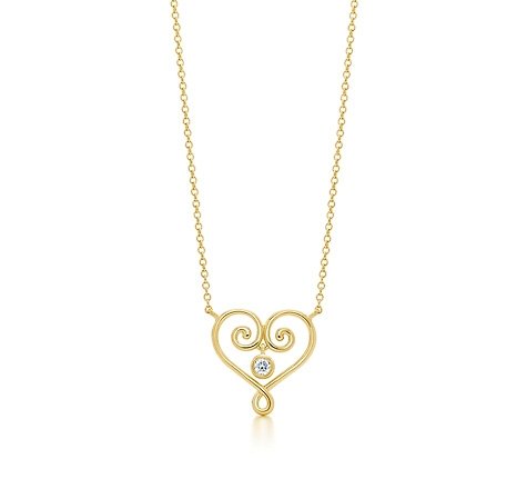 Paloma's Venezia Goldoni heart pendant These intricate designs recall Venetian cast-iron window gates. Pendant in 18k gold with a round brilliant diamond. Size extra small, on a 16&amp;quot; chain. Carat total weight .03. Original designs copyrighted by Paloma Picasso.