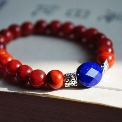 寻幽莳花之莳花（柿子红火焰纹南红玛瑙手钏）