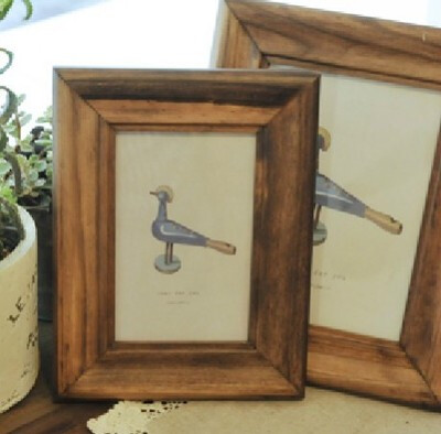 zakka杂货 日式 复古做旧松木相框（小鸟） 原木像框 居家用品