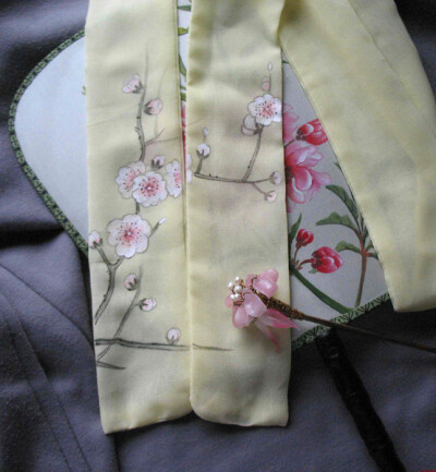 定制 汉服配饰 工笔梅花 手绘发带 汉服发带 古装发带 COS发带飘逸