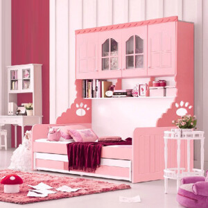 杰克丹尼儿童家具带衣柜床公主套房多功能组合男女上下床1.2米K79