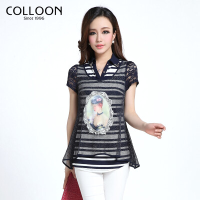 COLLOON/蔻玲2014夏季新款女装短袖上衣百搭雪纺衫C88BD1138