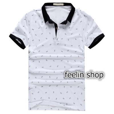 feelin shop 2014新款韩版丝光棉纯棉翻领时尚男士POLO衫