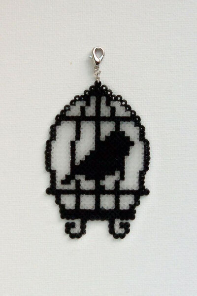 Unique birdcage Hama mini beads pendant charm by Alsterbead, kr135.00