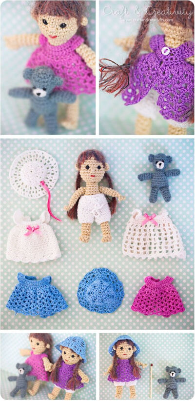 &amp;quot;Crochet doll with crochet clothes. Free pattern.&amp;quot; #crochet Crochet Pattern