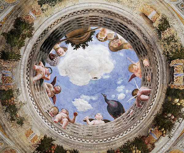 婚禮堂的屋頂圓孔 Ceiling Oculus作 者：曼迪那 Mantegna Andrea館 藏 處：義大利曼多的公爵宮殿