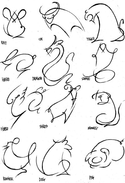 十二生肖卡通简笔画- 十二生肖卡通简笔画- 儿童简笔画图片900