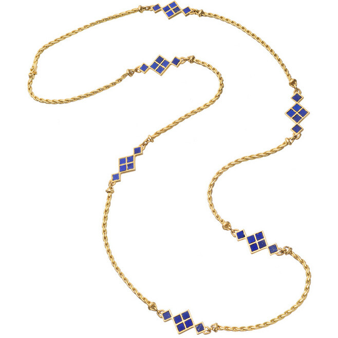 Cartier Gold &amp;amp; Lapis Chain Long Necklace